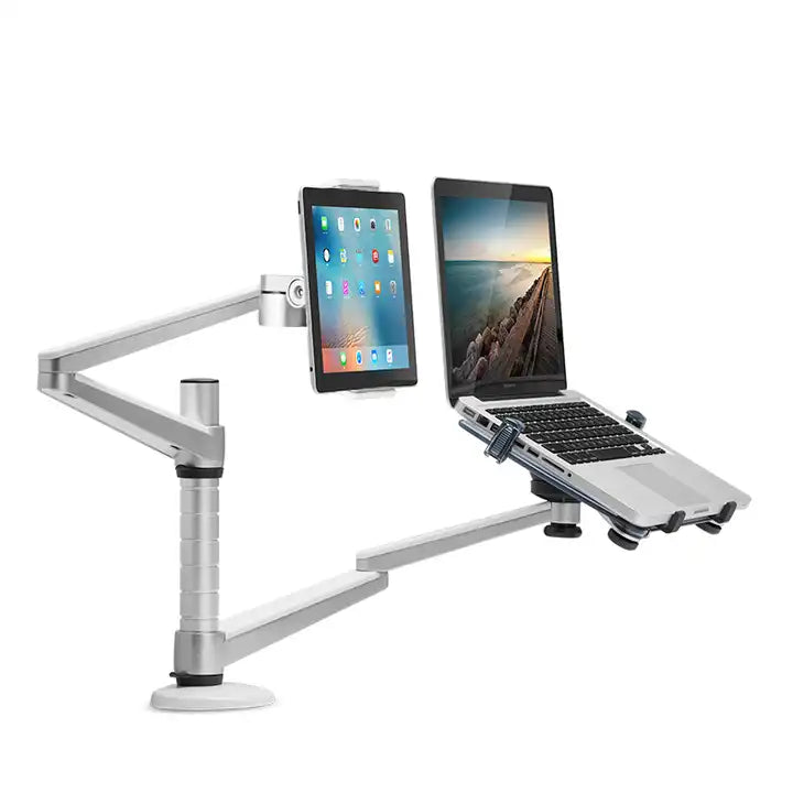Laptop Stand and Tablet Holder Desk Mount Bracket Silver
