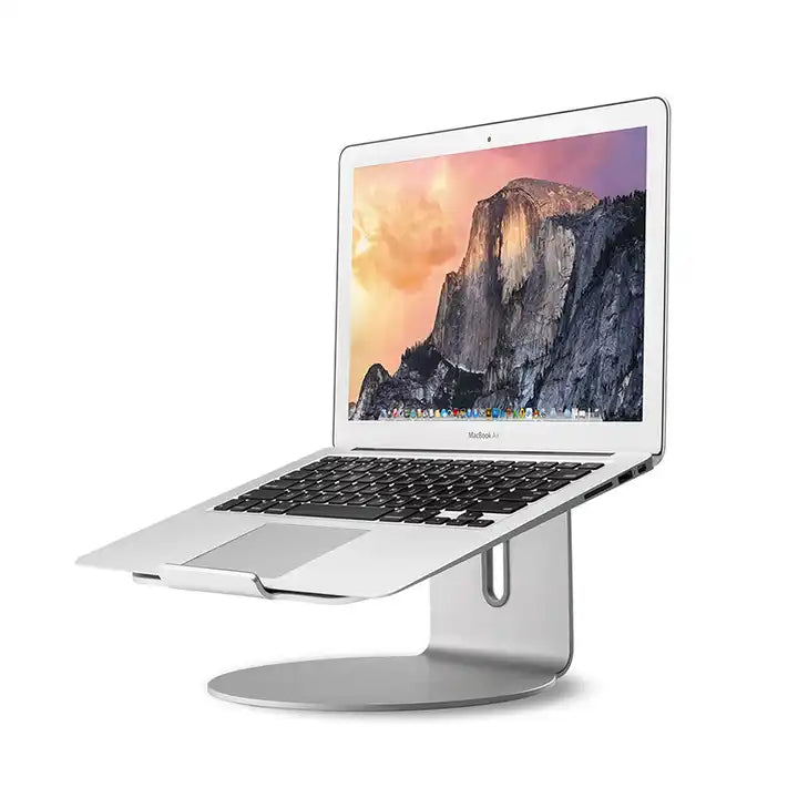 Laptop Riser Stand with Swivel Base Silver