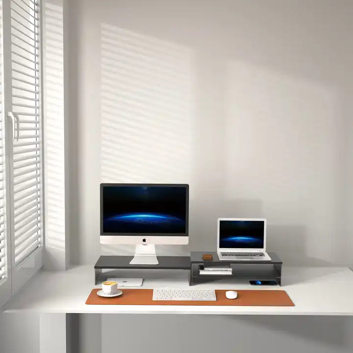 Monitor Laptop Screen Desk Riser Stand Black Aluminum