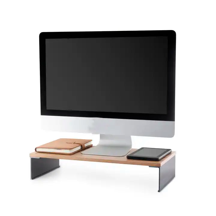 Monitor Screen Laptop Desk Riser Stand Walnut Aluminum