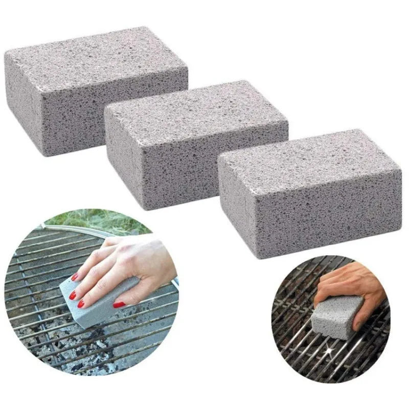 Set of grill cleaning brush blocks shown with usage examples.