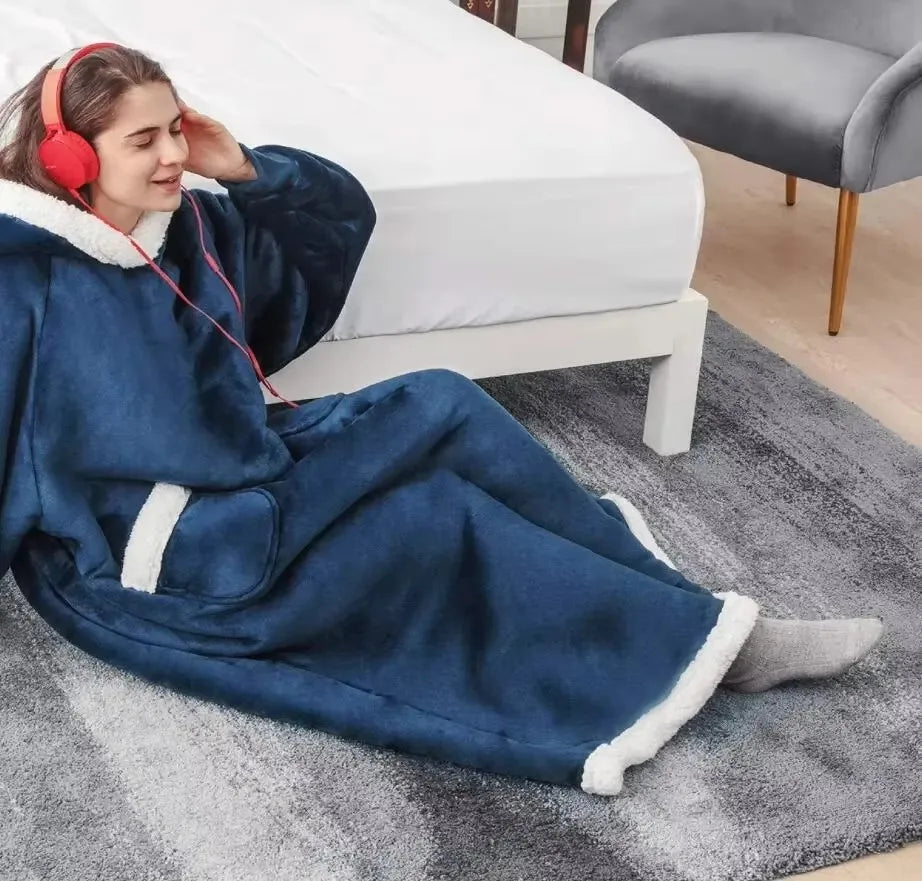 Long Wearable Hooded Blanket