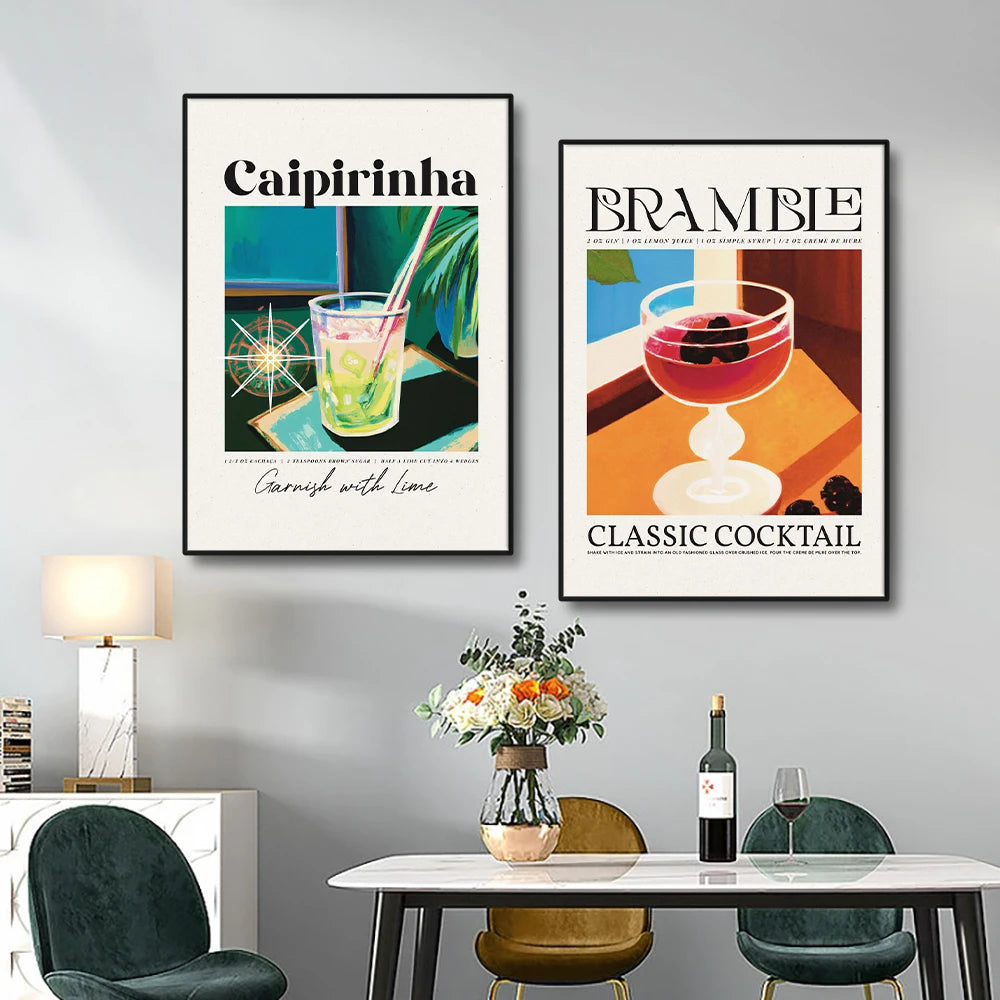 Frameless Retro Cocktail Canvas Poster