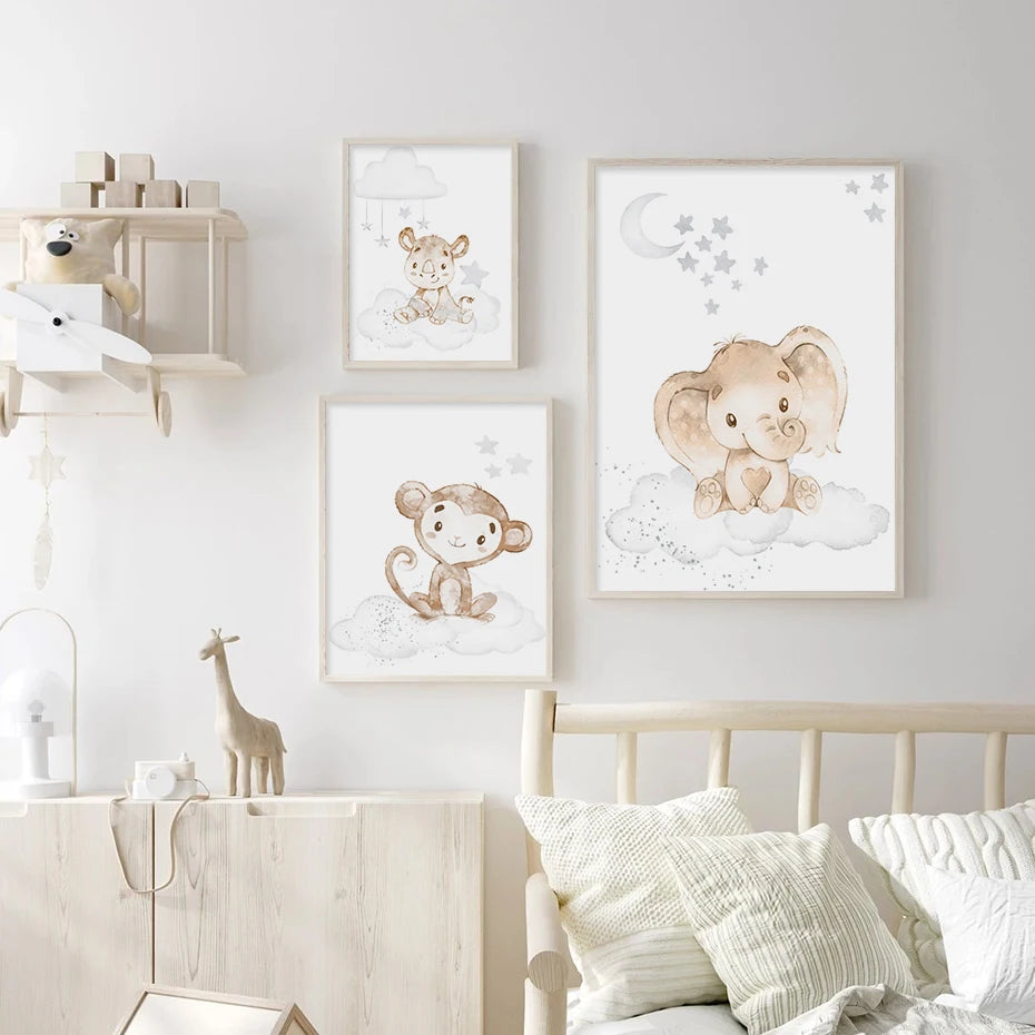 Cartoon Animal Nursery Frameless Print