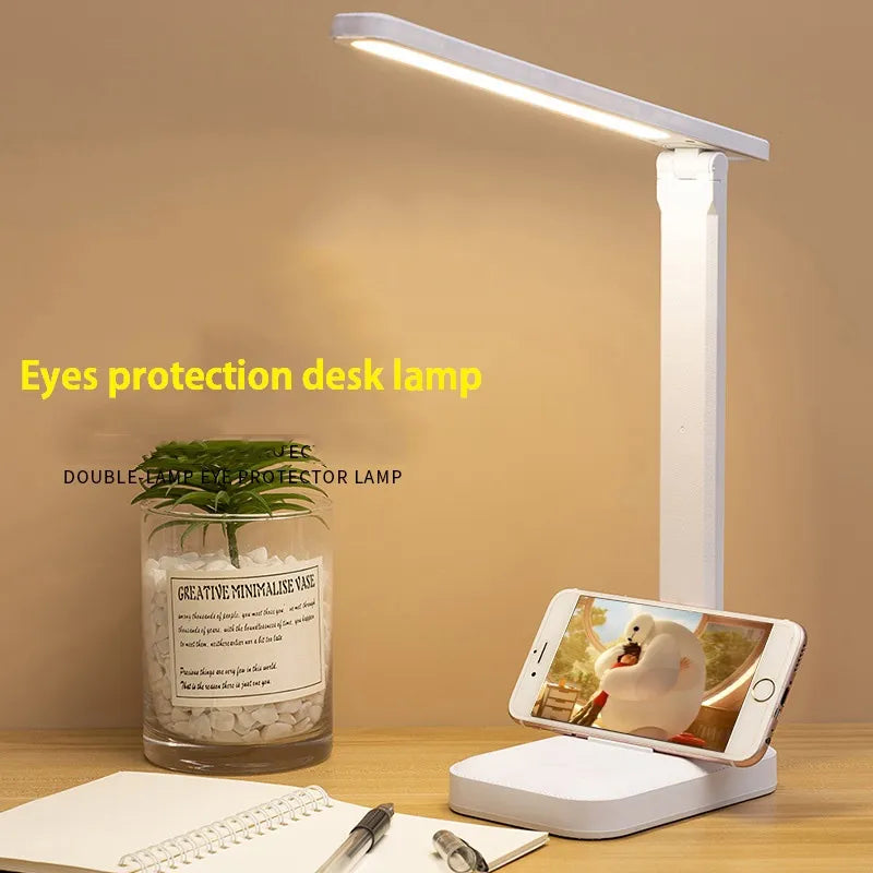 Eye Care LED Desk Light Dimmable with Phone Stand