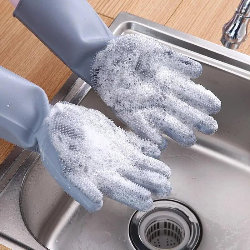 Cleaning Gloves with Bristles Silicone