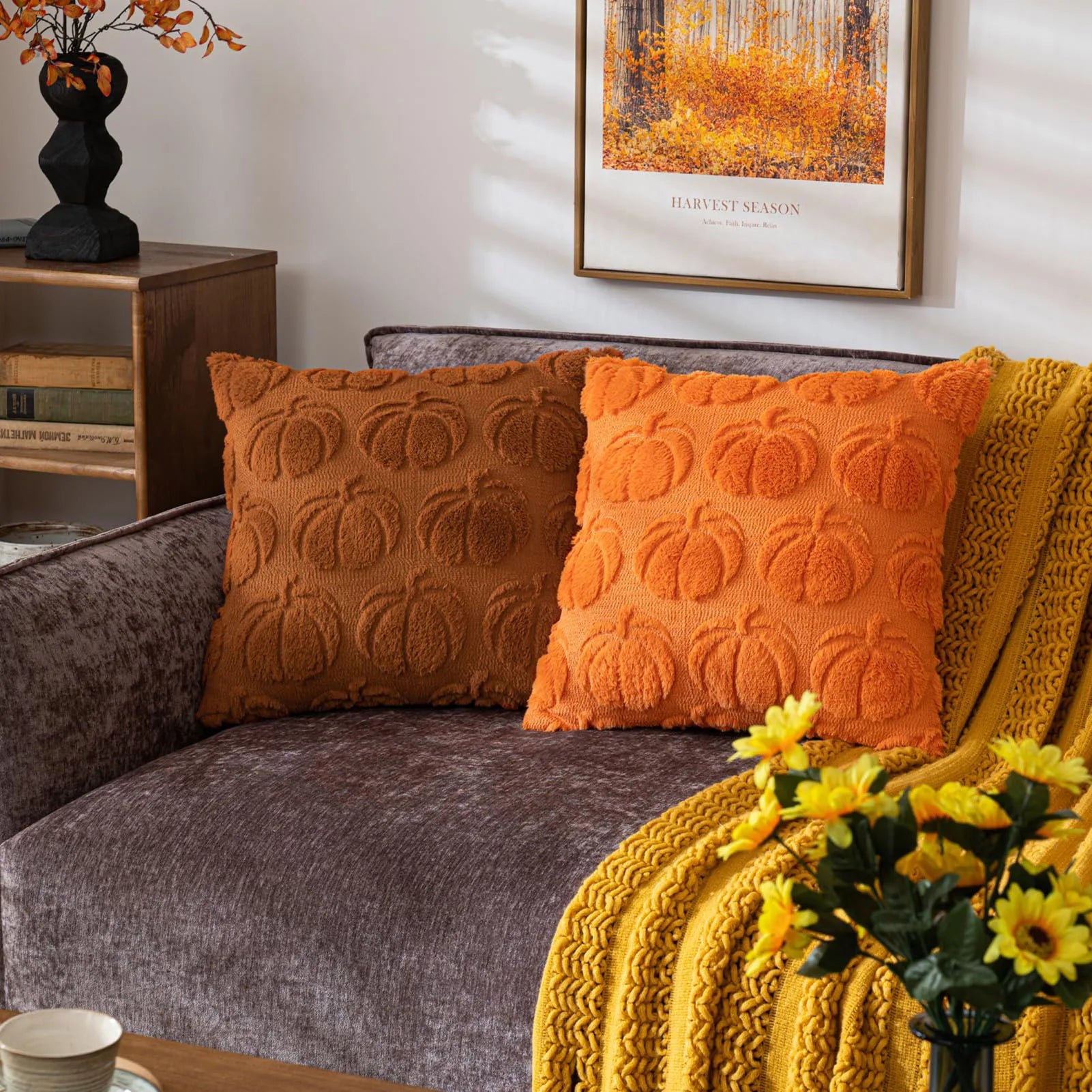 Embossed Pumpkin Pillow Cover