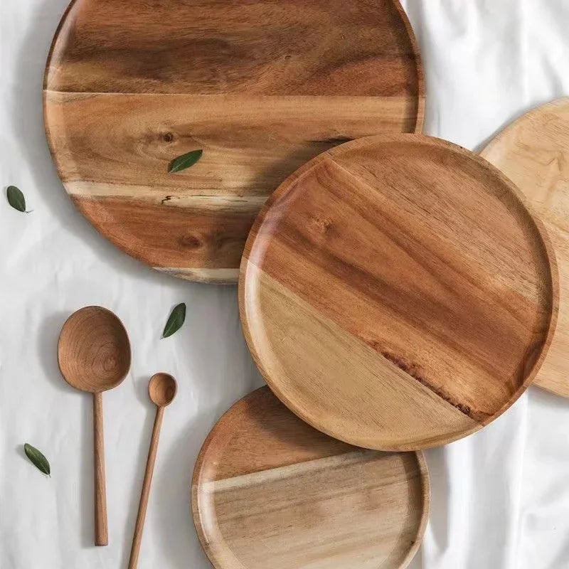 Round Wooden Serving Board Charger Plate