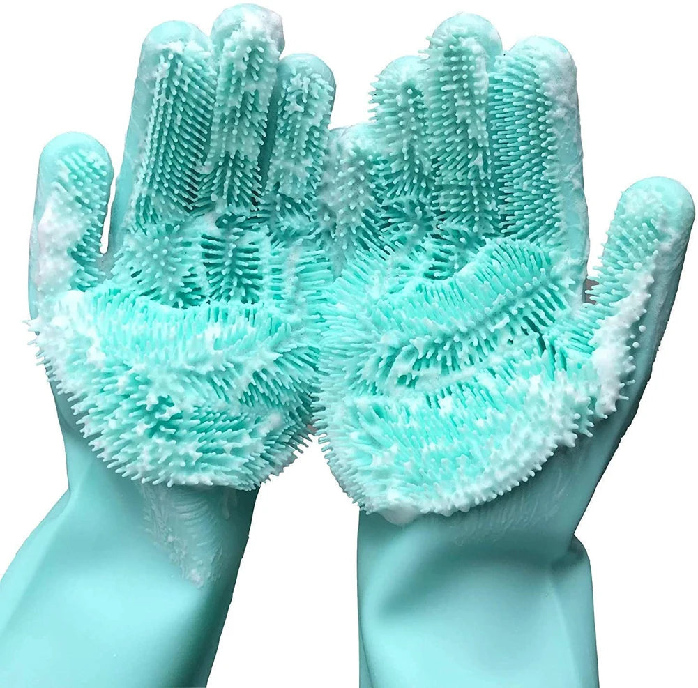 Cleaning Gloves with Bristles Silicone