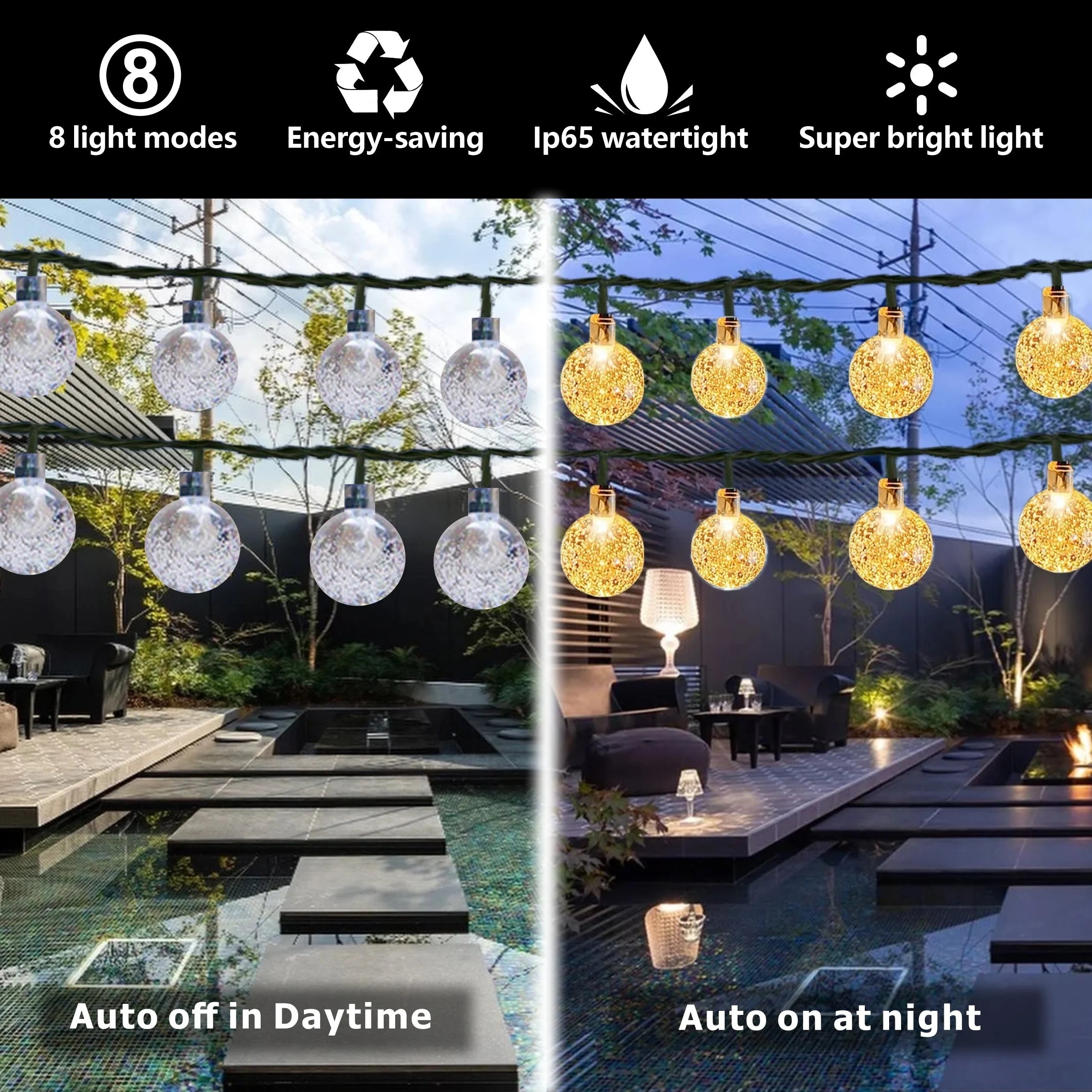 Crystal Globe Solar Powered Garden Lights LED