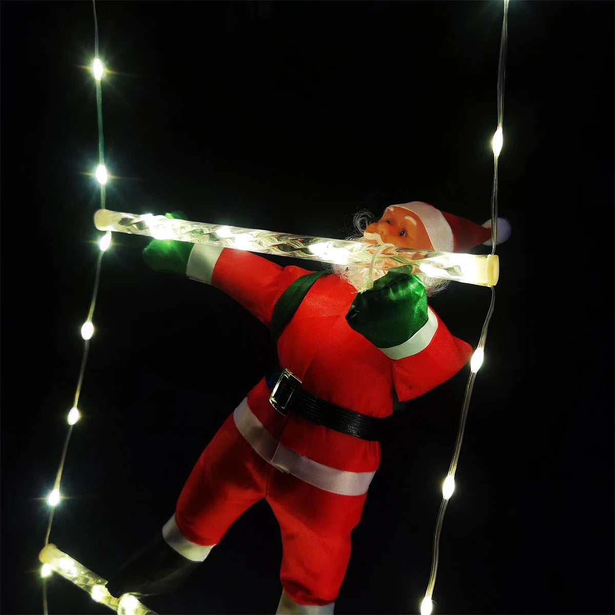 Christmas Light Ladder with Santa