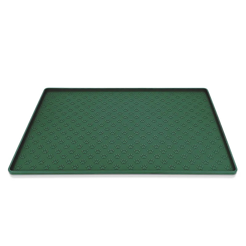 Silicone Pet Food Mat Non-slip Waterproof for Cats Dogs Paw Print Patten