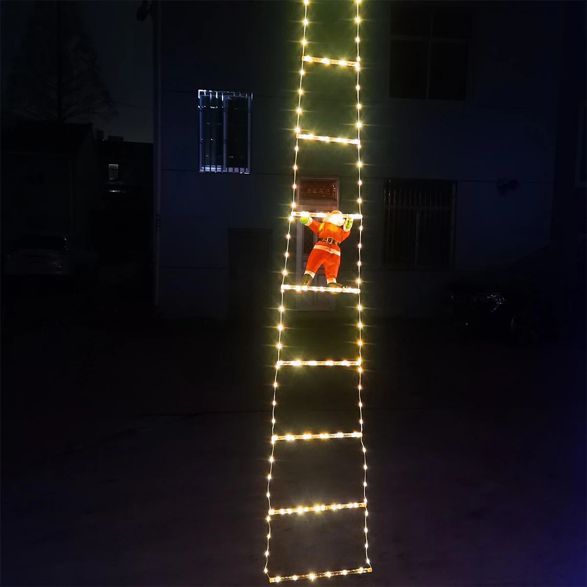 Christmas Light Ladder with Santa