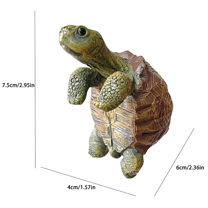 Dimensional diagram of a turtle garden sculpture showing its height and width.