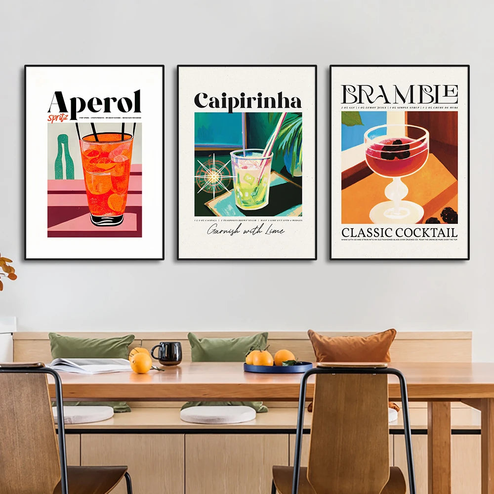 Frameless Retro Cocktail Canvas Poster