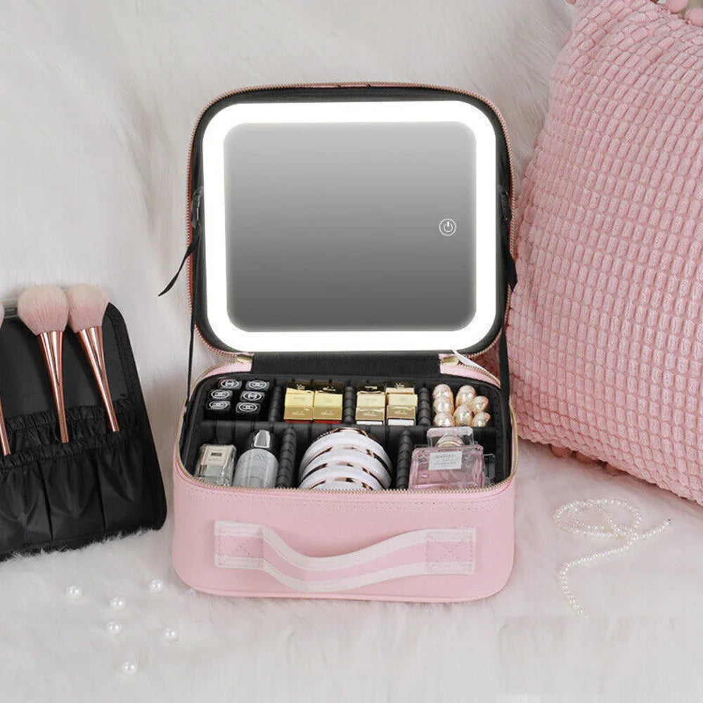 Makeup Vanity Bag with LED Mirror