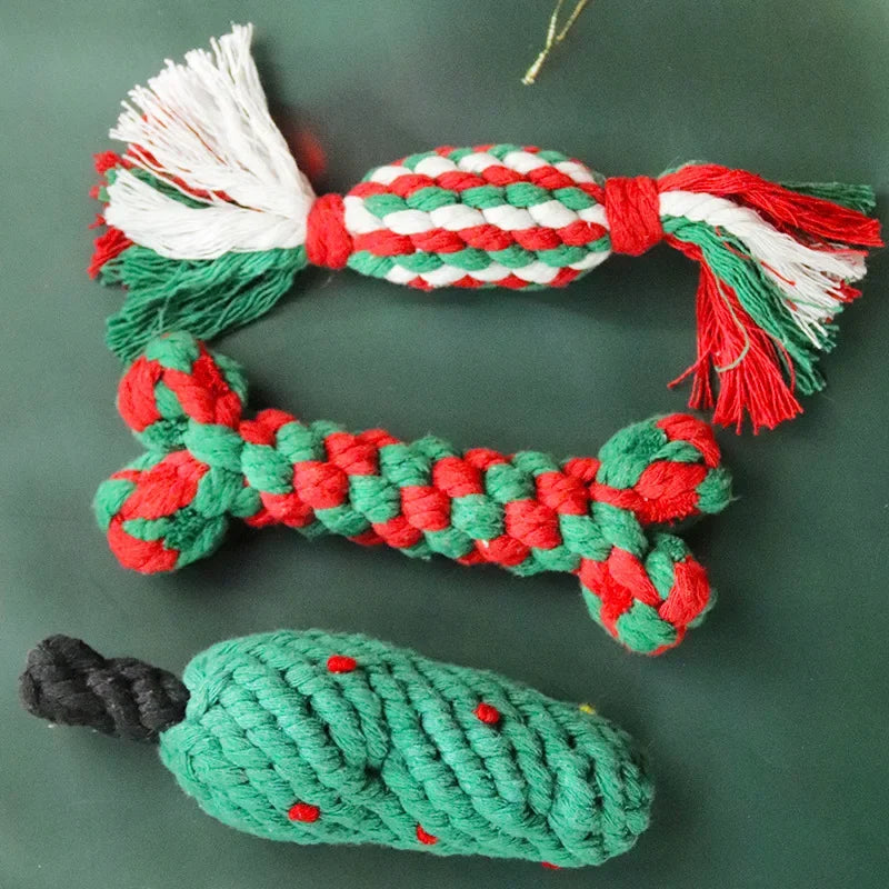 Braided Christmas Dog Toys