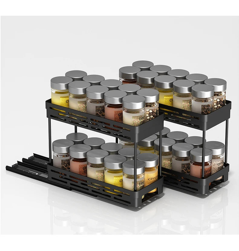 Two Tier Pull Out Kitchen Shelf Organizer