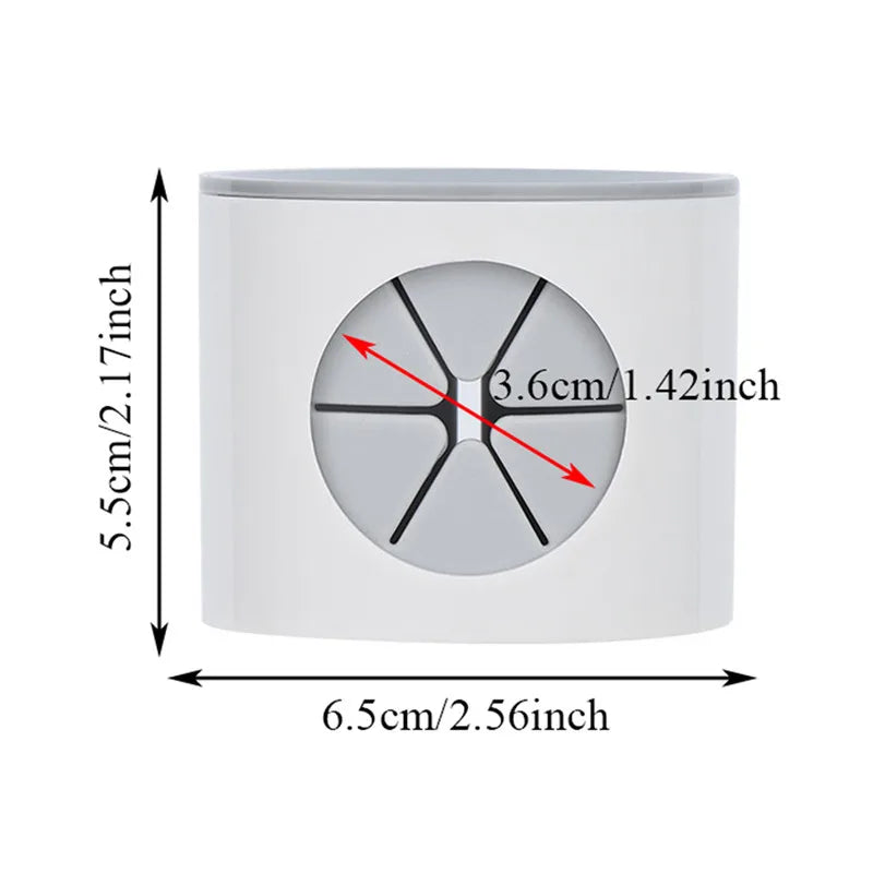 Toothbrush holder with dimensions shown in a white square background