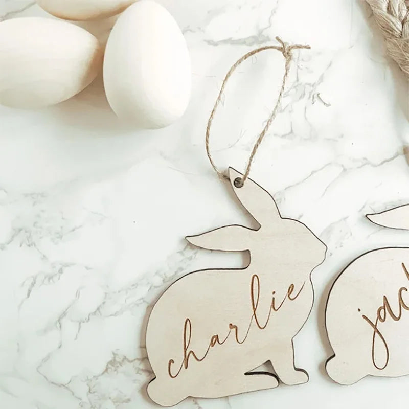 Personalised Wooden Rabbit Tag
