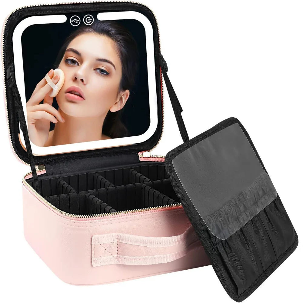 Makeup Vanity Bag with LED Mirror