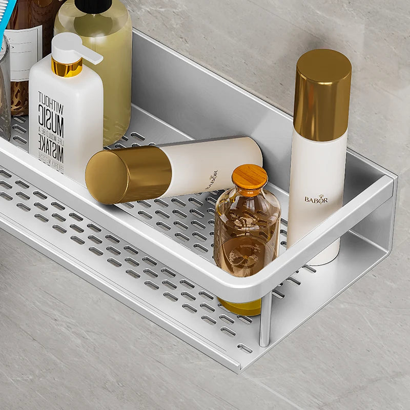 Bathroom Shelf Shower Storage Silver Matt