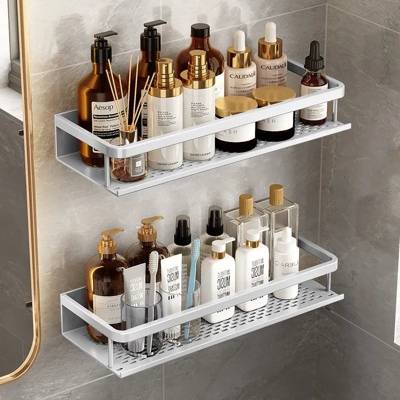 Bathroom Shelf Shower Storage Silver Matt