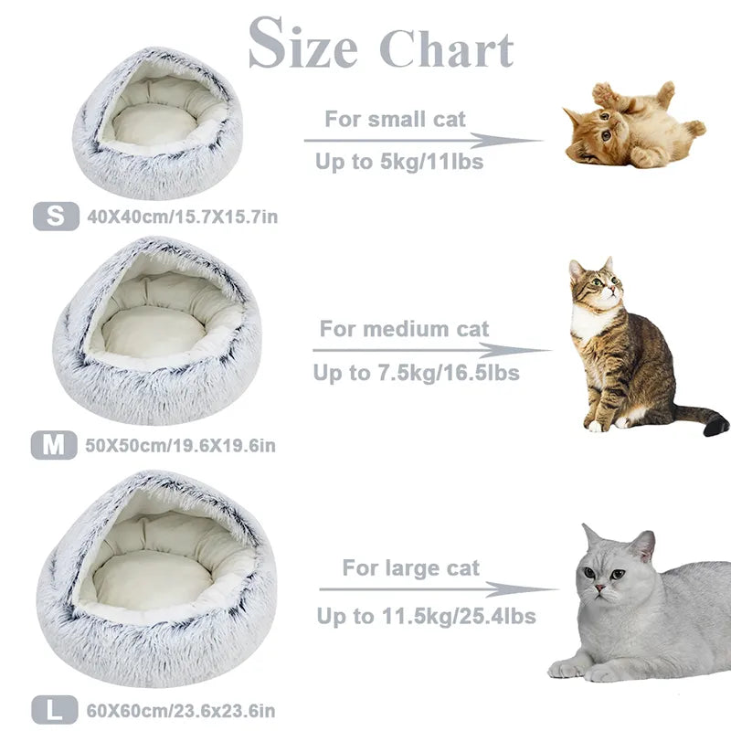 Plush Pet Bed Nest Semi-closed for Cats Small Dogs