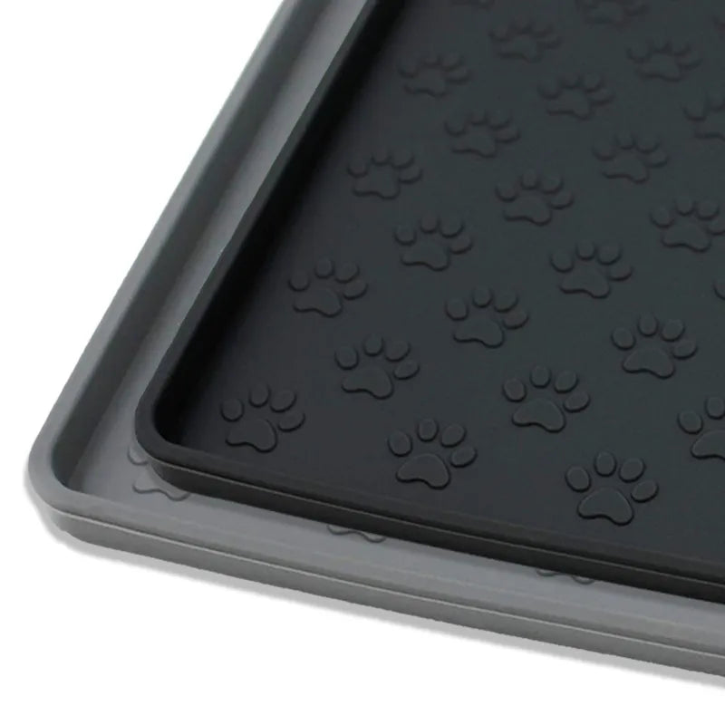 Silicone Pet Food Mat Non-slip Waterproof for Cats Dogs Paw Print Patten