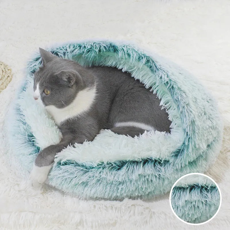 Plush Pet Bed Nest Semi-closed for Cats Small Dogs