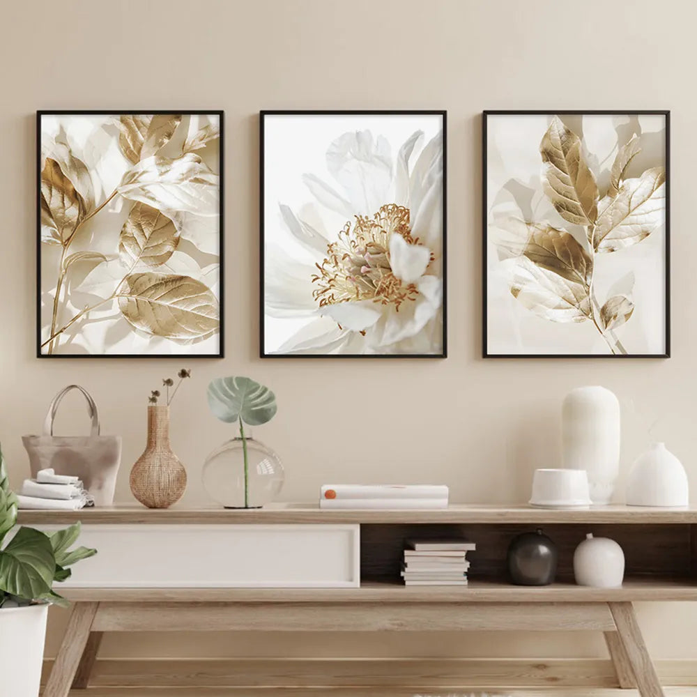 Frameless Golden Triptych Posters