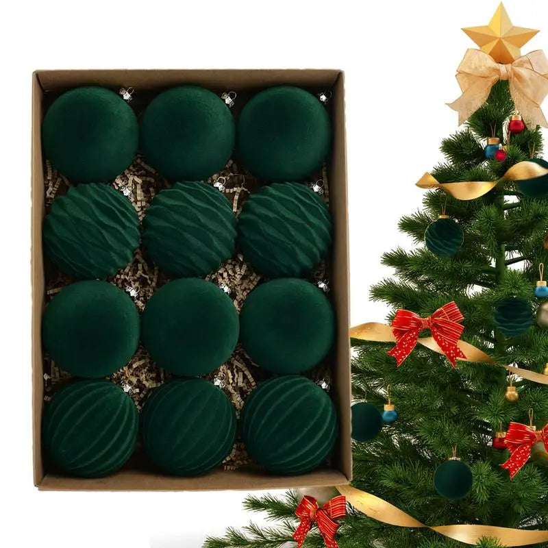 Flocked Christmas Bauble Set