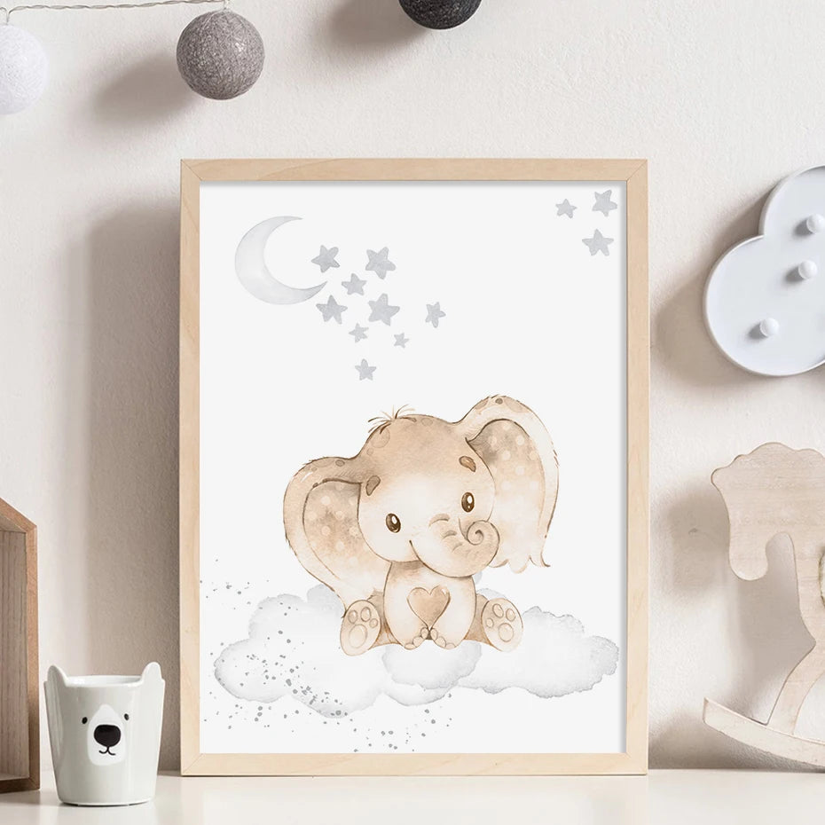 Cartoon Animal Nursery Frameless Print