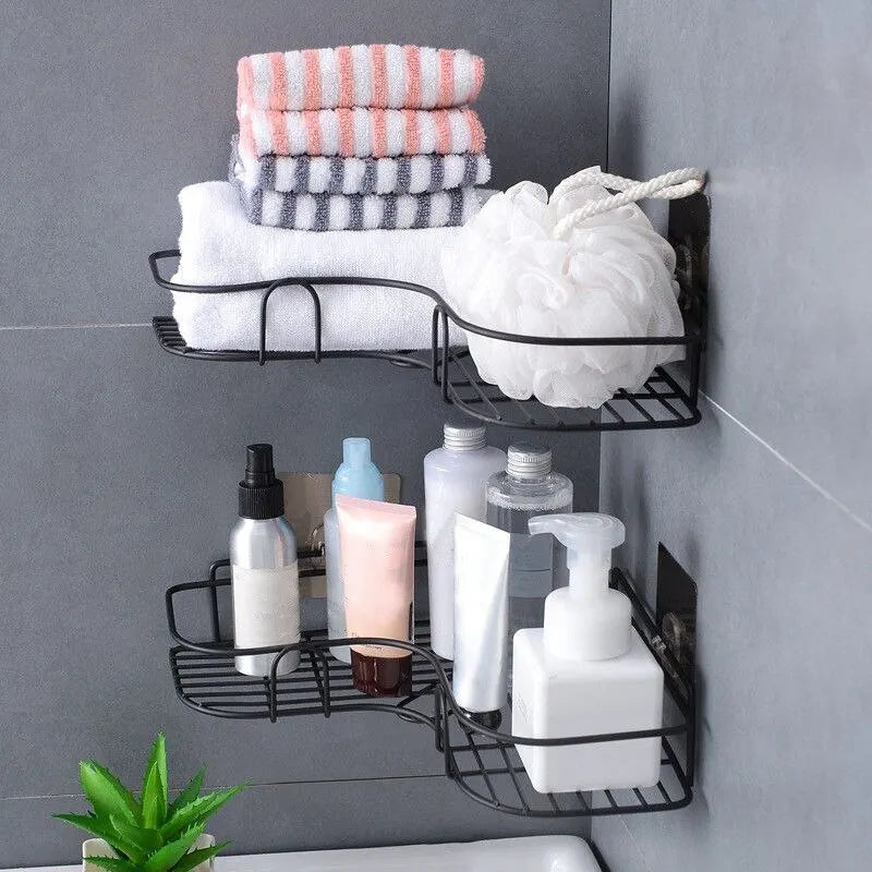 Bathroom Double Corner Shelf Shower Caddy 304 Stainless Steel ABS Inner Gold