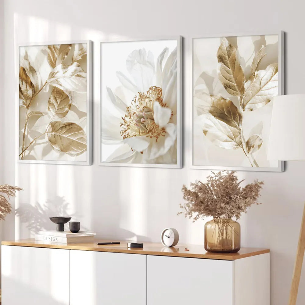 Frameless Golden Triptych Posters