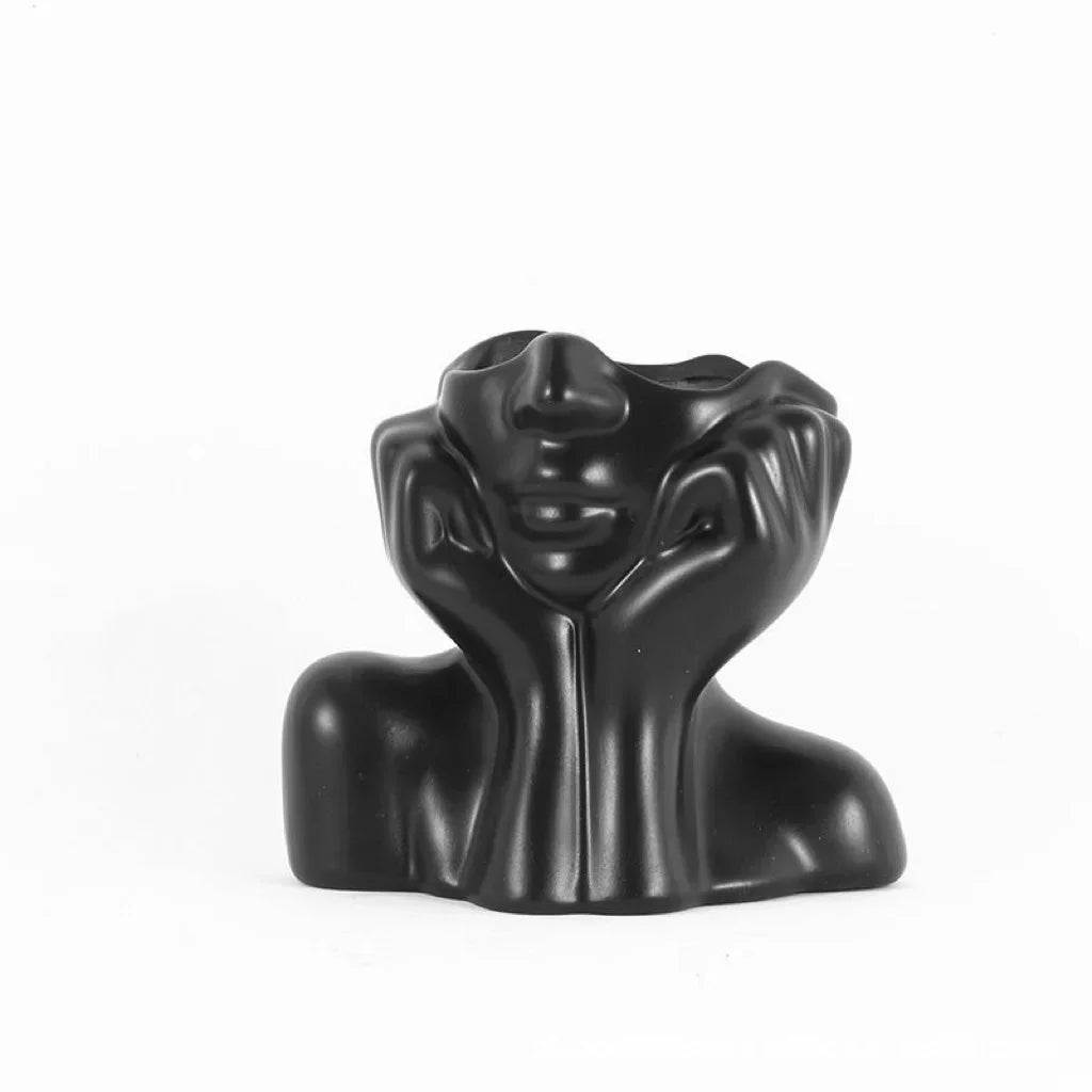 Black body shape vase isolated with height dimensions.