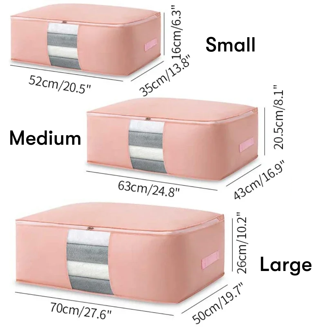 Fabric Underbed Dustproof Clothes Storage Bag Pink or Grey