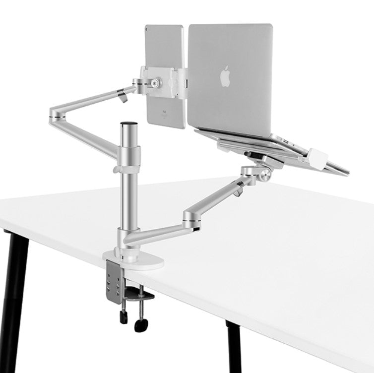 Tablet and Laptop Stand Desk Mount Bracket Silver