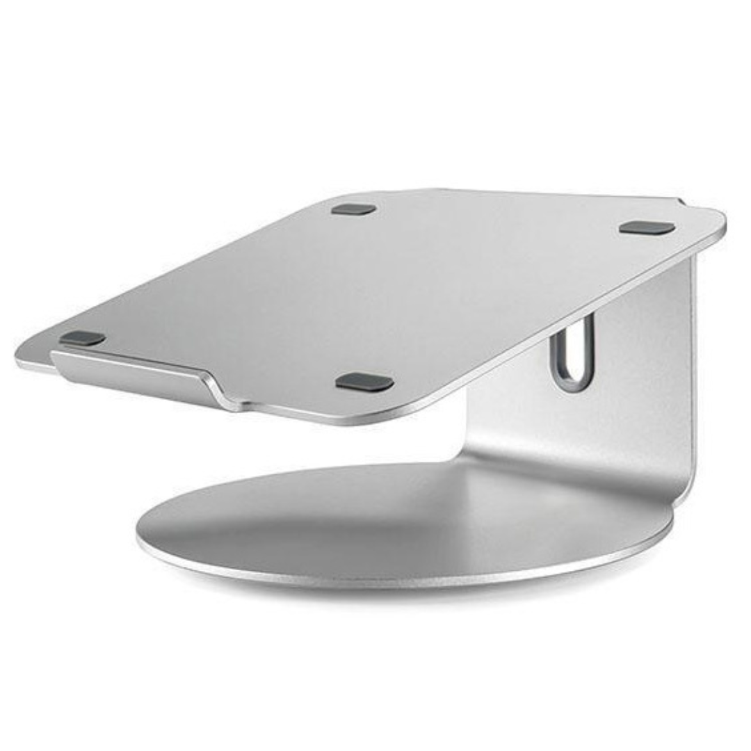 Laptop Riser Stand with Swivel Base Silver