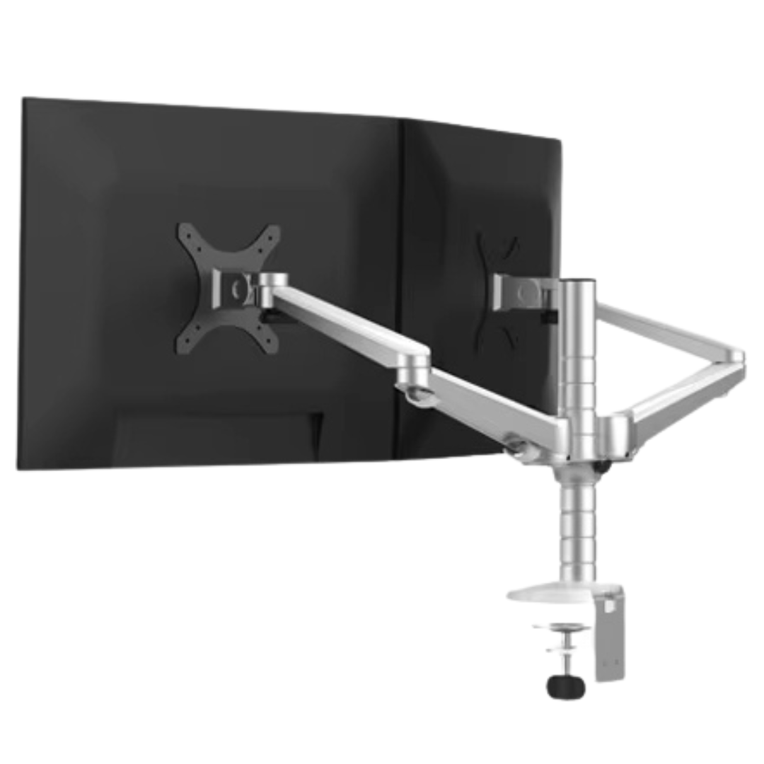 Dual Monitor Arm Desk Mount Bracket Silver