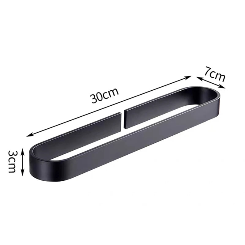 30cm black kitchen towel rack with labeled dimensions.