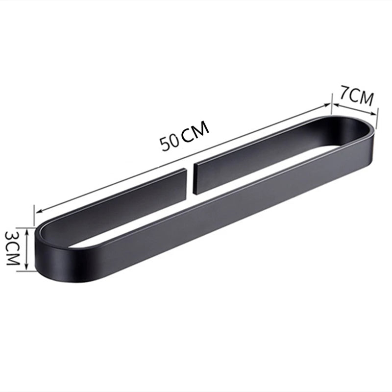 50cm black kitchen towel rack with labeled dimensions.
