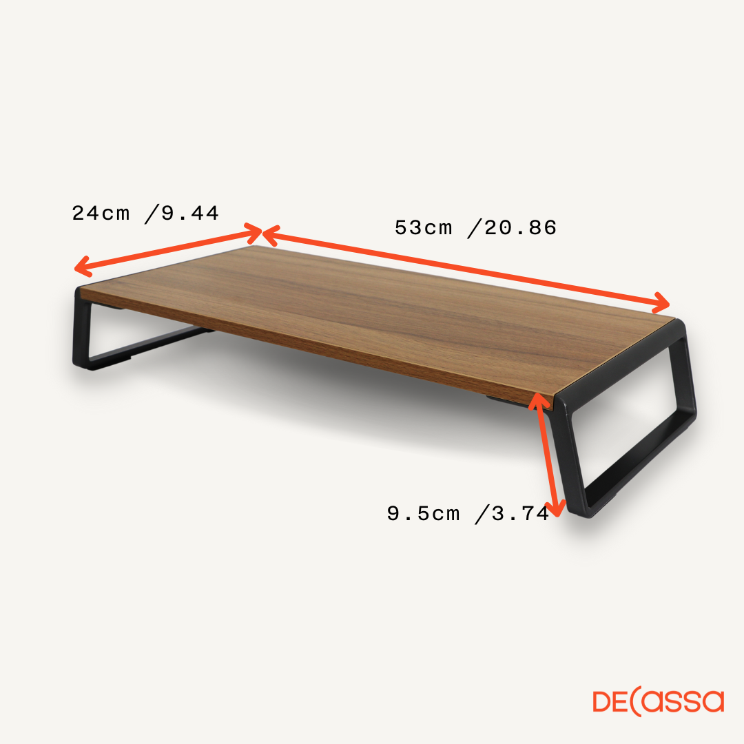 Monitor Stand Riser with Metal Feet Wood Walnut Effect